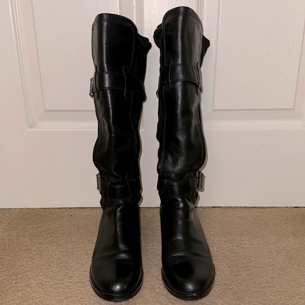Cole Haan Air Whitley Buckle Boots Tall Black size 7.5 US